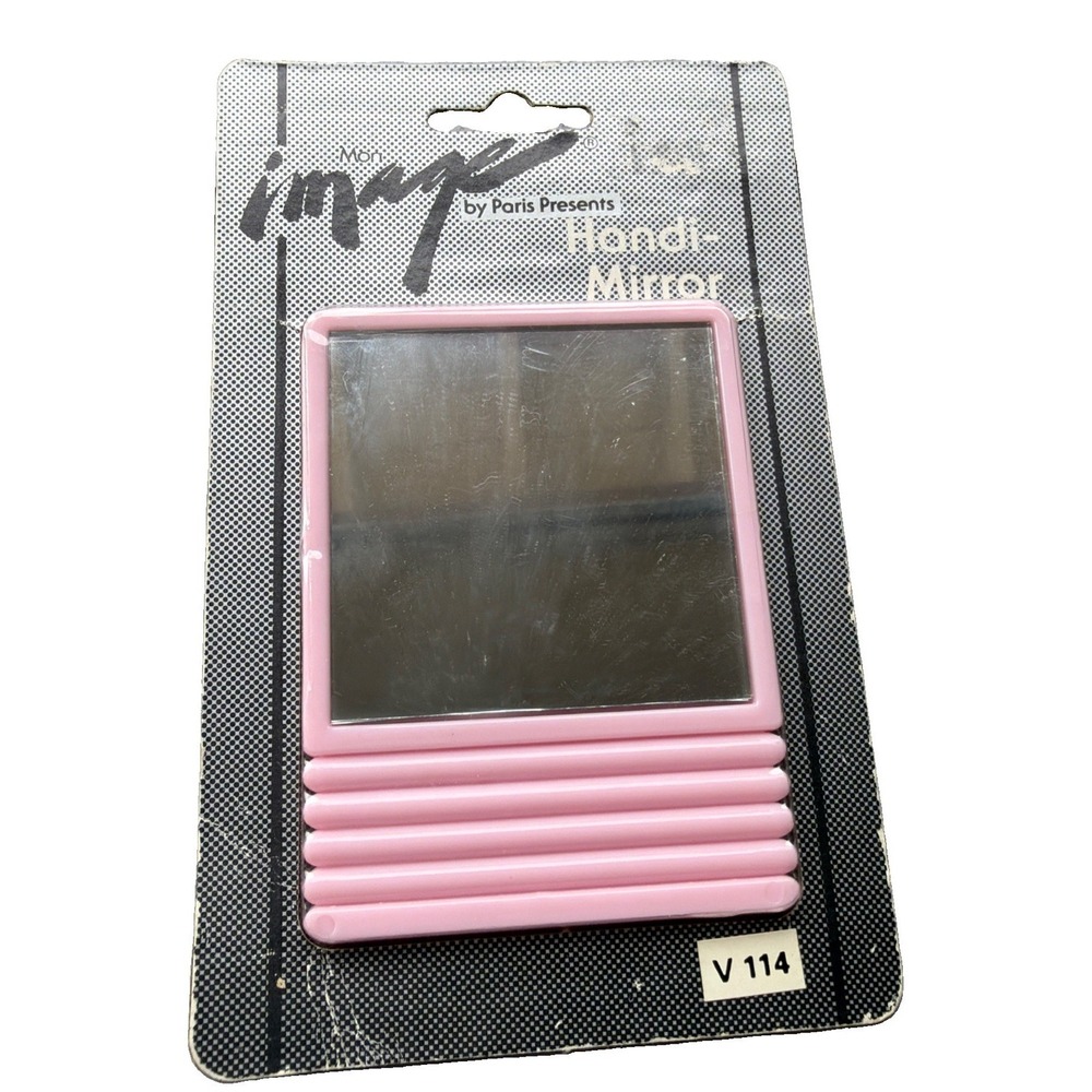 Vintage NIP 1985 Mon image One-Sided Hand Mirror Pink By Paris Presents V114